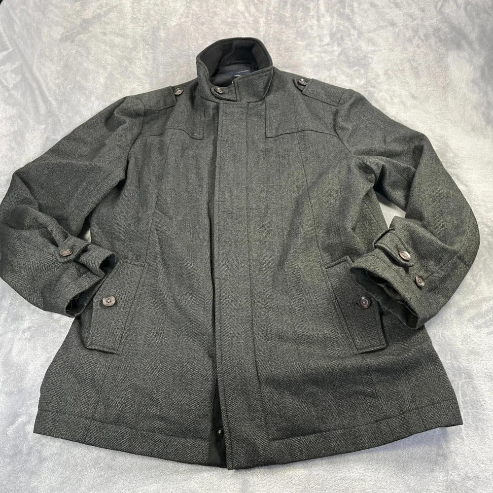 BR Wool Blend Jacket XL Grey Herringbone Field Coat  Winter Peacoat Classic